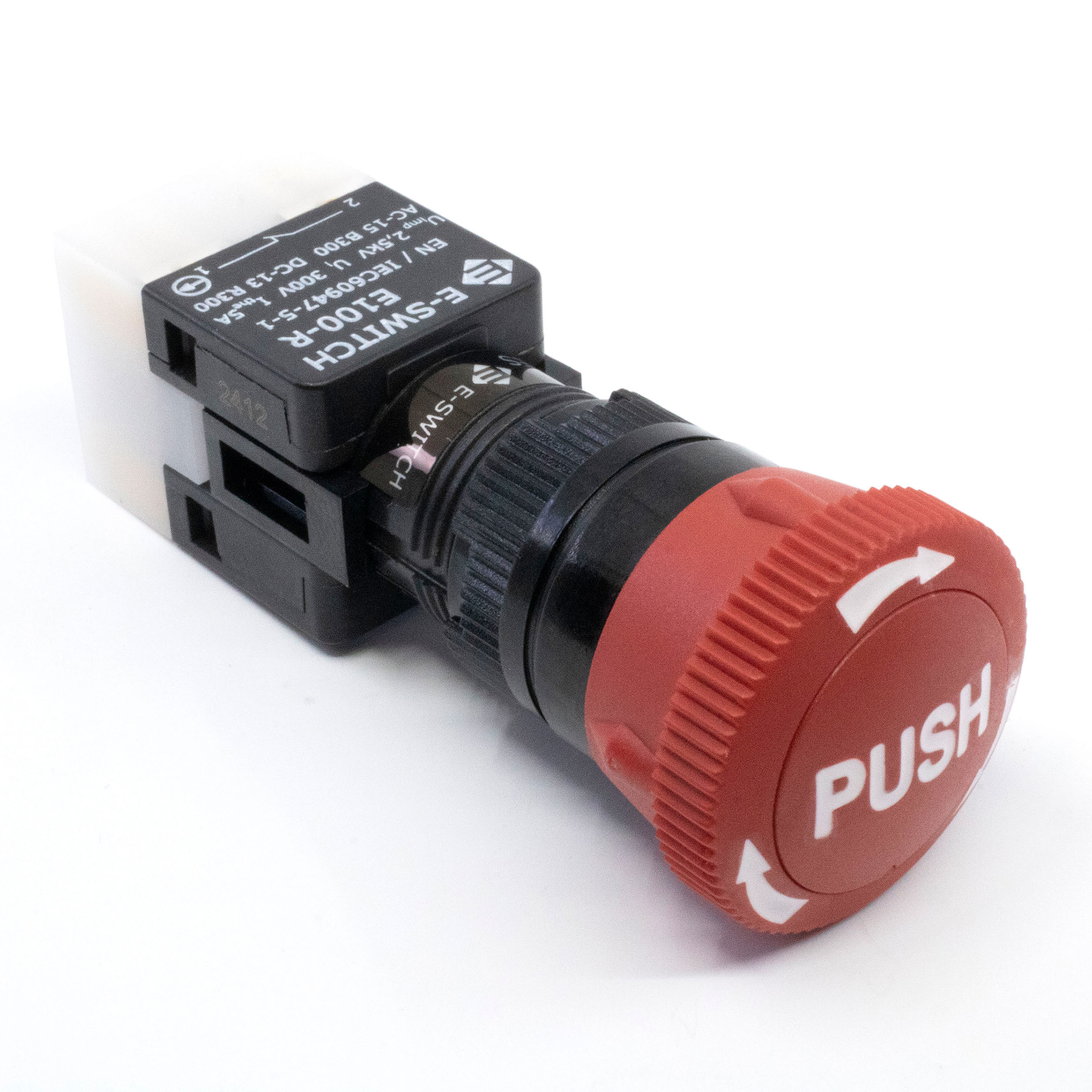 Interruptor de parada de emergência série E100, botão de pressão